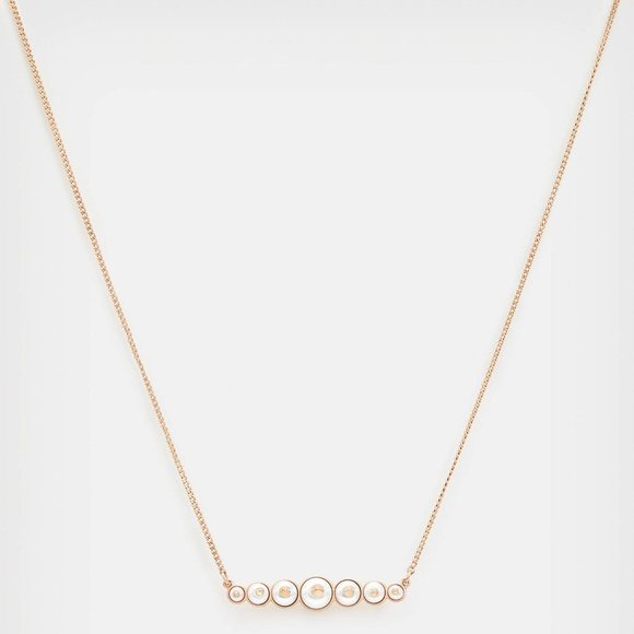 All Saints Necklace Dana Pearl Bar Necklace Gold - Picture 2 of 14